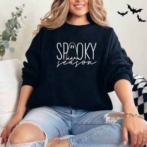 Gildan Black Spooky Season Women's Crew Neck Sweater